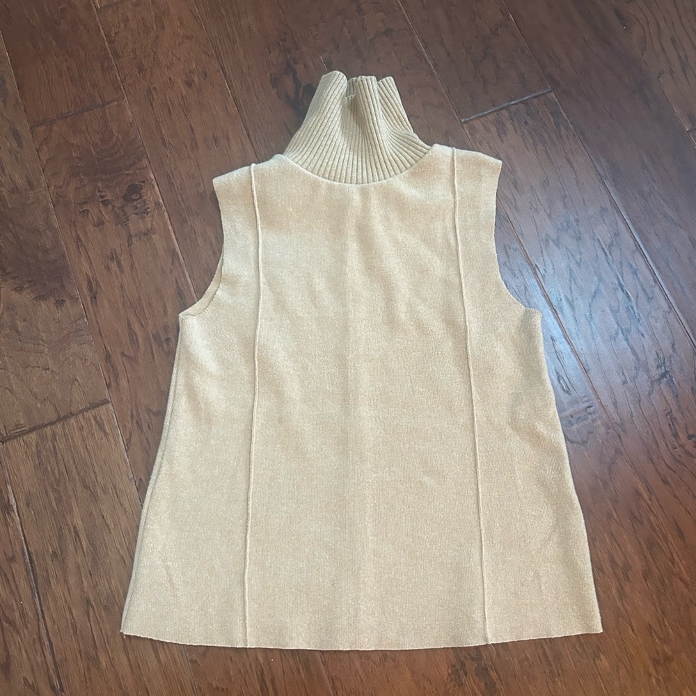 Zara tan Sleeveless Turtleneck Sweater